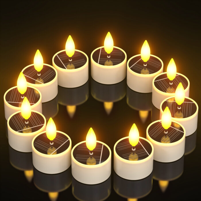 PChero 12Pcs Outdoor Solar Tea Lights, Waterproof, Dusk to Dawn Outdoor Lighting